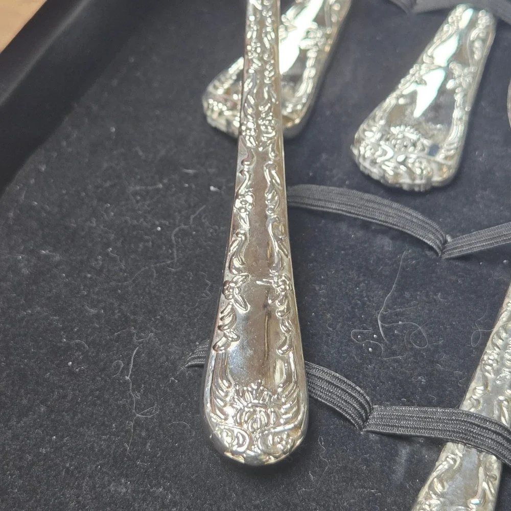 Wm Rogers & Son Enchanted Rose Silverplate Flatware 51 pc Service for 12 Case